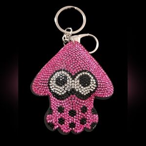 Pink Rhinestone Squid Bsg Charm Keychain